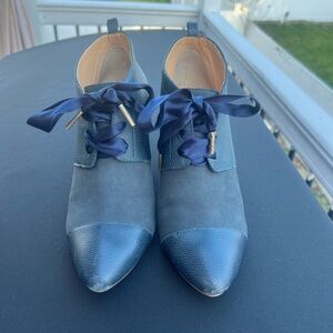 Pilcro and the letterpress navy booties size 8.5
